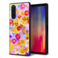 Xperia 5 SOV41 au 強化ガラス＆TPUスマホケース ガラプリ【SC870 リバティプリント フルールドパルファン（ブルー）】