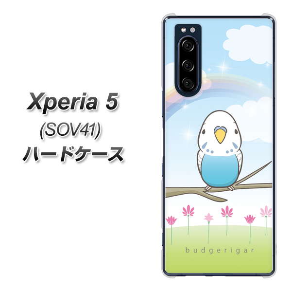 au エクスペリア5 SOV41 高画質仕上げ 背面印刷 ハードケース【SC839 セキセイインコ ブルー】