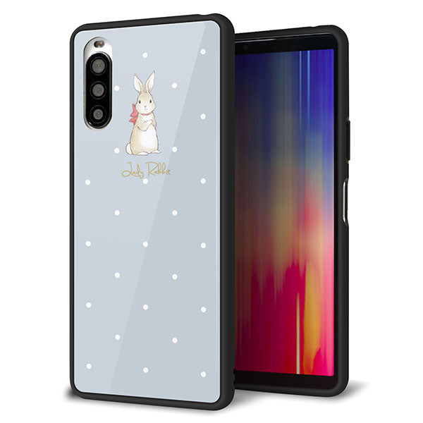 Xperia 10 II SOV43 au 強化ガラス＆TPUスマホケース ガラプリ【SC967 Lady Rabbit ブルーグレイ ガラプリhp】
