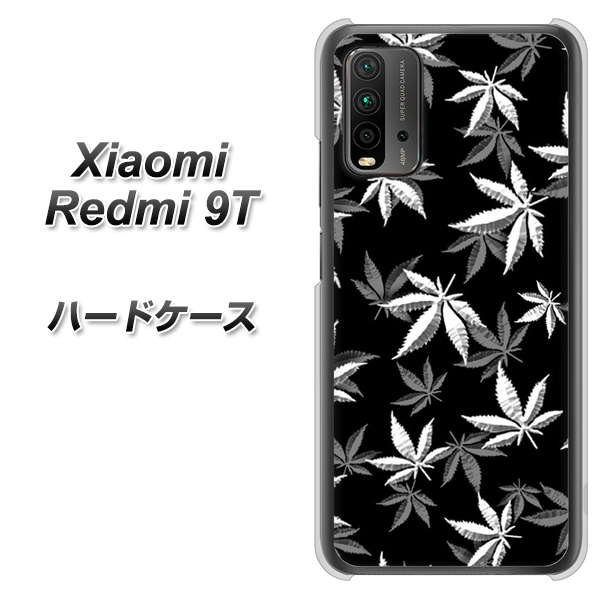 Redmi 9T 064 モノトーン大麻ブラック ハードケース 背面印刷