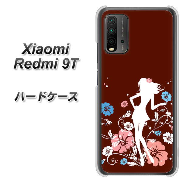 Redmi 9T 110 ハイビスカスと少女 ハードケース 背面印刷