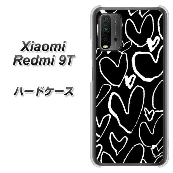 Redmi 9T 1124 ハート BK＆WH ハードケース 背面印刷
