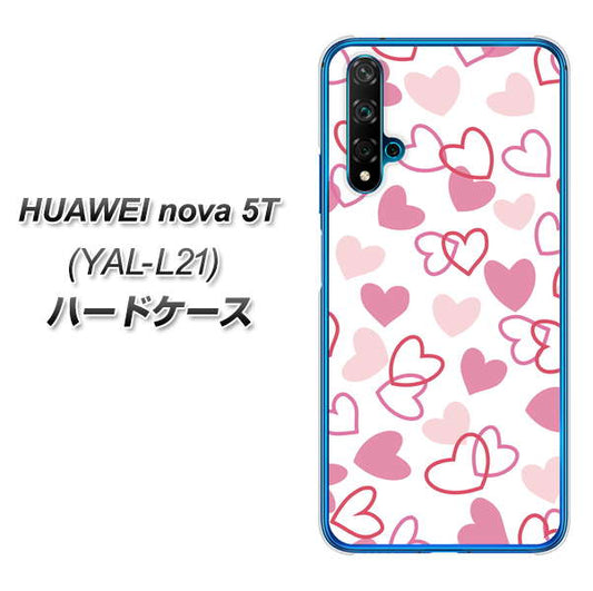 HUAWEI nova 5T YAL-L21 VA929 ハートがいっぱい ピンク ハードケース 背面印刷