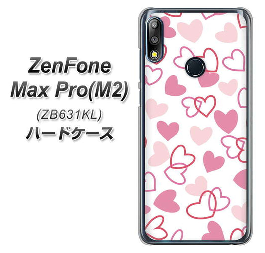 ZenFone Max Pro (M2) ZB631KL VA929 ハートがいっぱい ピンク ハードケース 背面印刷