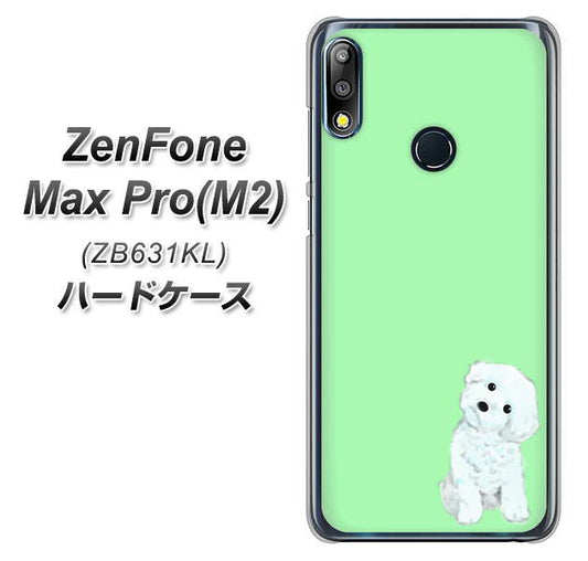 ZenFone Max Pro (M2) ZB631KL YJ071 トイプードルホワイト（グリーン） ハードケース 背面印刷